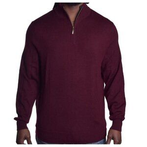 NEW! Club Room Crew Neck 1/4 Zip Red Plum Sweater Pull Over Men's Medium